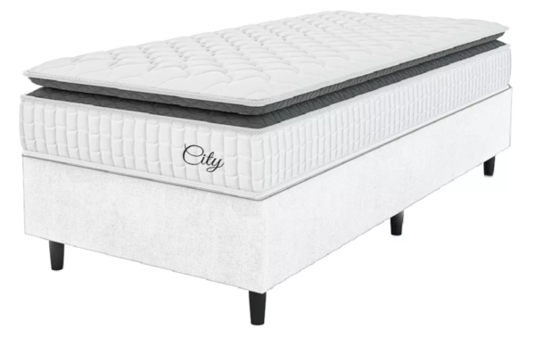 Cama Box Colchão Solteiro Molas Ensacadas City Pillow Top 88x188x61cm