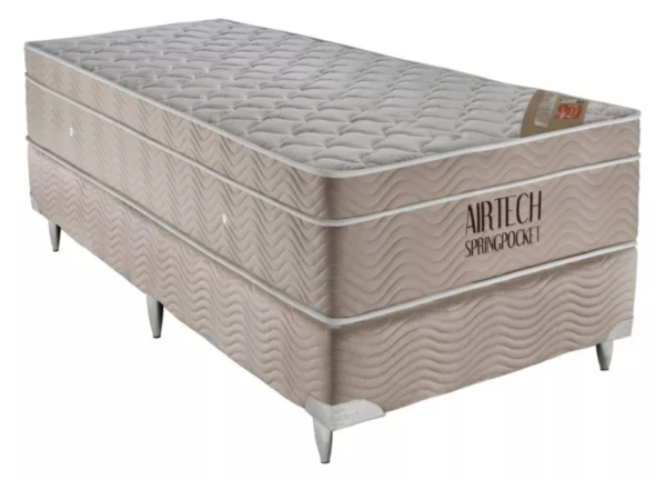 Cama Box E Colchão Airtech Springpocket (88x188) - Ortobom