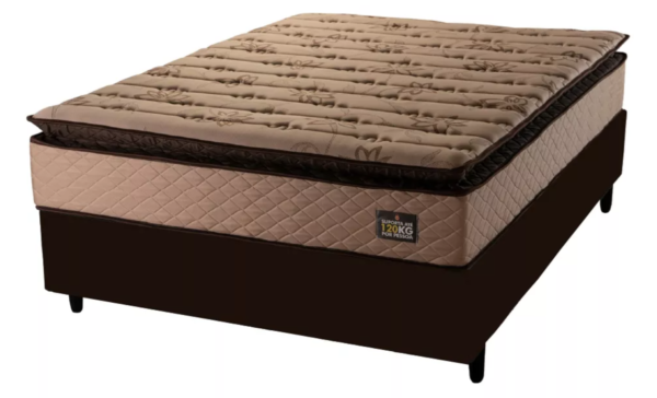 Cama Box Casal Colchão Espuma D33 Pillow Top Van Gogh 138x188x67cm Marrom Hellen