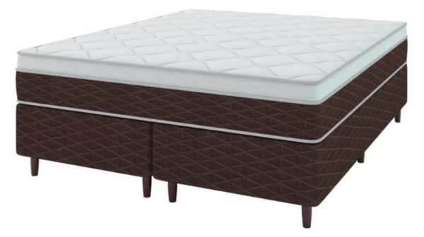 Cama Box Queen Marrom E Colchão Molas Ensacadas 158x198x62 Euro Pillow Karina Umaflex