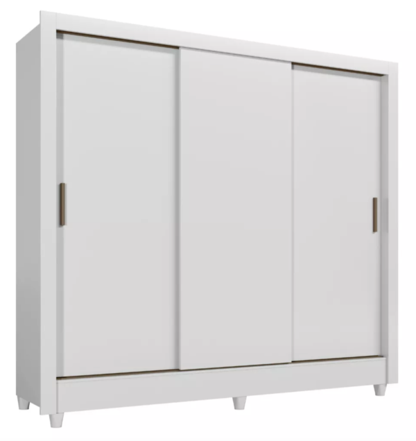 Guarda Roupa Casal França 3 Portas De Correr Com Pés - Branco