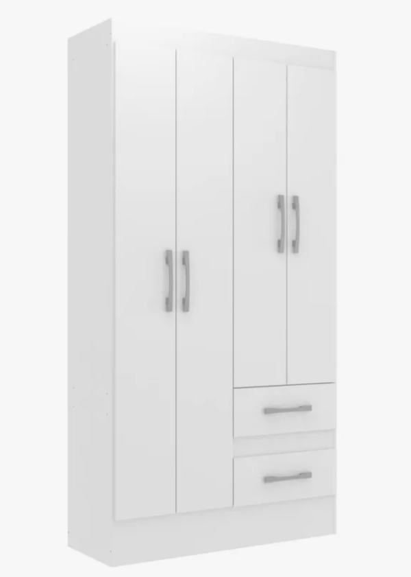 Guarda-roupa Solteiro Europa 4 Portas 2 Gavetas - Branco