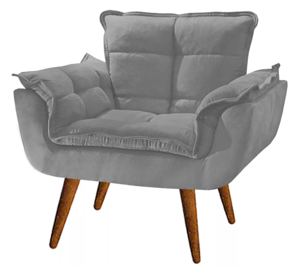 Poltrona Decorativa Opala Para Sala Confortável Arapongas - Cinza