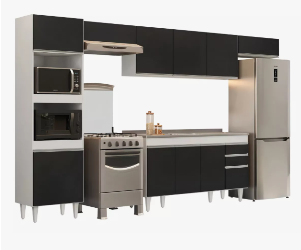 Armário De Cozinha Modulada 5 Peça Balcão Com Pia Inox Lumil
