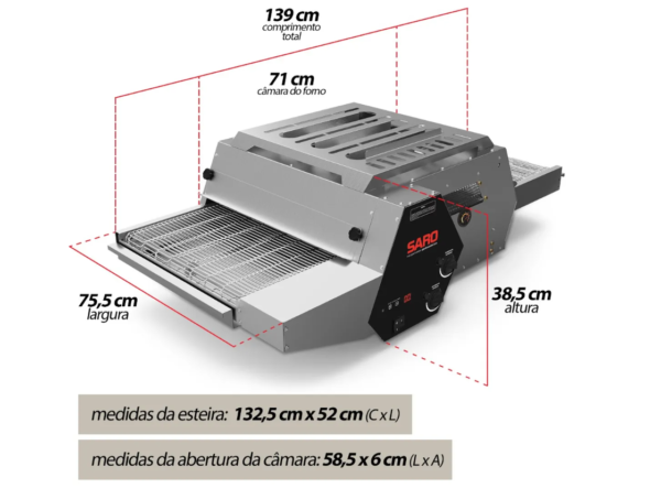 Forno De Pizza Industrial Gás 40cm Esteira Turbo - Image 4