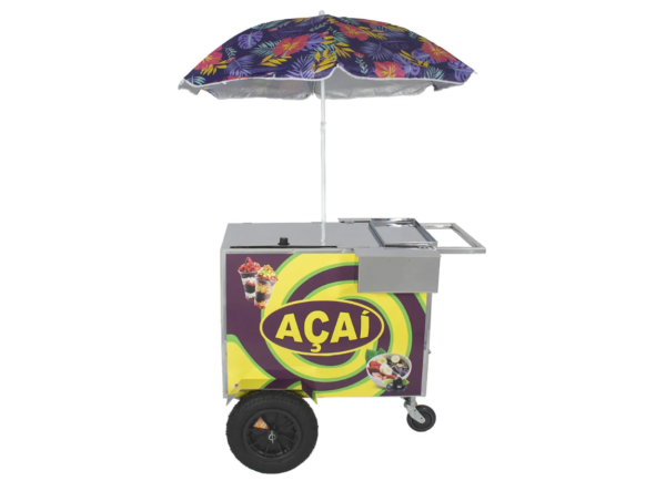 Carrinho De Açaí Com Guarda Sol Adesivado Profissional